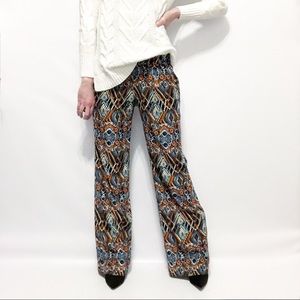 Wayf Tribal Print Silky Wide Leg Palazzo Pants